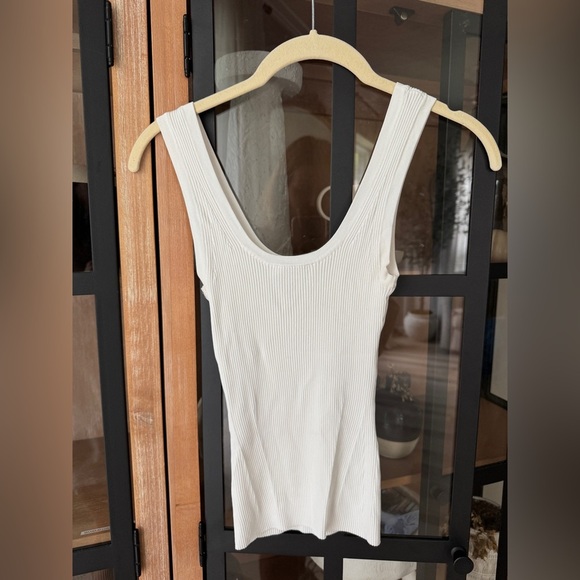 Zimmermann lovestruck ribbed knit tank top scoop neckline neutral capsule basic - Picture 5 of 10